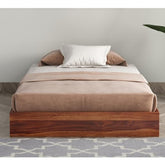 ONIJA Wood Low Height Single Size Bed Without Storage - Wooden Platform Palang Single Bed for Bedroom Living Room - Sturdy & Stylish Single Cot (Honey Finish)